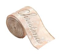 Cintas Para Manualidades - Cinta de Tela Navideña de 198 Centímetros de Largo - Cinta para Coronas Navideñas de Color Champán - Para la Decoración de Regalos Navideños, Árbol, Lazo, Corona, Ramo de Fl