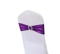 Cintas para Sillas de Boda 10/50/100 piezas de cintas for decoración sillas boda, lazos metálicos brillantes con hebilla redonda for banquetes y fiestas(Purple,10 pcs)