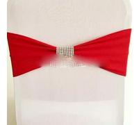 Cintas para sillas, Fajas for sillas, 10 piezas, banda elástica de spandex for silla, lazos con hebilla de diamante, decoración de eventos de fiesta de hotel, lazo elástico for silla de boda(Red)