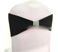 Cintas para sillas, Fajas for sillas, 10 piezas, banda elástica de spandex for silla, lazos con hebilla de diamante, decoración de eventos de fiesta de hotel, lazo elástico for silla de boda(Black)