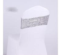 Cintas para sillas, Fajas for sillas, 50 piezas Fajas for sillas con purpurina Bandas elásticas de spandex Cubierta elástica Lentejuelas de un solo lado Silla Decoración de boda Banquete en casa