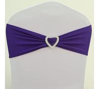 Cintas para sillas, Fajas for sillas, 50 piezas S Faja con lazo for silla de boda Banda elástica for silla de spandex con hebilla de corazón for decoración de fiestas de eventos de hotel,(Purple)