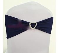 Cintas para sillas, Fajas for sillas, 50 piezas S Faja con lazo for silla de boda Banda elástica for silla de spandex con hebilla de corazón for decoración de fiestas de eventos de hotel,(Navy Blue)