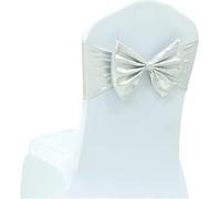 Cintas para sillas, Fajas for sillas, banda elástica for sillas de fiesta, lazo, bandas de LICRA, lazos for bebé, cumpleaños, ceremonia de boda, eventos, decoración de cubierta de sillas(White)