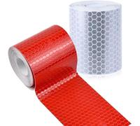 Cintas Reflectante Adhesiva, 2 Volumen de 5cm * 3m XCOZU Etiqueta de Advertencia Reflectantes de Alta Intensidad,Adhesivo Recordatorio de Seguridad en Las Instalaciones de Tráfico, Blanca y Roja
