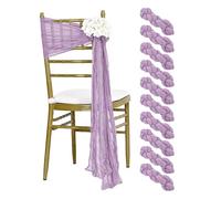 Cintas y lazos para sillas, Chair Sashes Multicolor 40x275cm 10 pcs Wedding Gauze Cheesecloth Bow Cover(Light Purple)