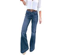 Cintura Media Vaqueros Mujer Pantalones Acampanados Casual Pantalones Ancho Pierna Talla Grande Pantalones Largos Damas Pantalones De Mezclilla De Campana Elástico Retro Jeans L