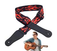 Cintura per chitarra - Tracolla elettrica, lunghezza regolabile, design allargato e durevole, comoda spallina | Modello di fiamma alla per chitarristi, performance sul palco, pratica musicale, us