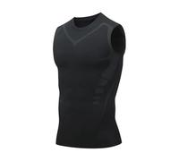 Cinturón Abdominal para Hombre Faja Moldeadora de Verano for Hombre, Chaleco Moldeador iónico sin Mangas, Camiseta compresión Ajustada, Corporal, Transpirable Seda Hielo(Black,XXL)