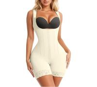 Cinturón adelgazante ajustado para mujer con control abdominal de mejora de las nalgas y tirantes ajustables, cremallera interior, comodidad diaria y soporte refinado, beige, XS