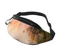 Cinturón Ajustable Riñonera Vista al Lago con Flores Hojas Estampado Moda Casual Riñonera a€\u203para Viajar Senderismo Ciclismo Correr, Unisex.
