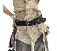 Cinturón ancho con remaches de diseño resistente for mujer, estilo vintage, versátil, for falda vaquera, adelgazamiento decorativo