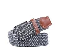 Cinturón Ancho Mujer Cinturón de lona tejida elástica expandible for mujer, con hebilla pasador, informal, 107/120/130 cm, trenzado, elástico, for vaqueros, for hombre(3.3cmX130cm,FB gray jian white)