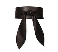 Cinturón ancho para mujer, cinturón ancho con lazo anudado, cinturón ancho de piel, para bodas, bailes, fiestas, banquetes, actuaciones y eventos formales, negro, M 11,5 x 212 cm