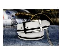 Cinturón blanco de 120CM para hombre, accesorios de ropa de lujo, hebilla, moda informal, estilo coreano, cuero de vaca Jf5146, elementos simples negros Negro