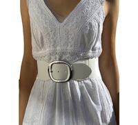 Cinturón Blanco Mujer Ancho Elástico Para Vestidos Fajin Cuero Mujer Vintage Moda Cintura Ajustable Adaptable a la Figura Talla Universal