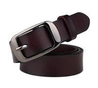 Cinturón Casual para Mujer Cinturón de Cuero clásico Hecho a Mano con Hebilla de Metal, cinturón para Pantalones Vaqueros (105CM,Coffee-A)