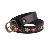 Cinturón chino bordado de flores de poliuretano ancho ajustable para mujer, cintura formal, cinturones occidentales para mujeres y hombres, cinturones de poliuretano grabado occidental, Negro, 100 cm