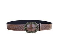 Cinturón con hebilla de flores en relieve, cintura occidental, vintage, cinturón de piel sintética, adorno de cintura para uso diario, para mujer, piel sintética, B, Talla única
