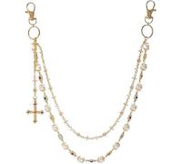 Cinturón cruzado de doble capa, jeans de aleación de diamantes de imitación de colores para hombres, Talla única, Agar, Sin gemas.