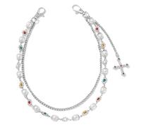 Cinturón cruzado de doble capa, jeans de aleación de diamantes de imitación de colores para hombres, Talla única, Agar, Sin gemas.