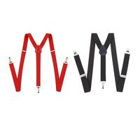 Cinturón De 2 Piezas, Clip De Cinturón Elástico Elástico, Correas De Traje Para Hombres, Cinturón En General, Accesorios (Rojo, Negro).