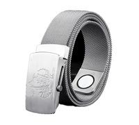 Cinturón De Acero Inoxidable for Hombre, Trenzado Magnético, Sin Cuero, Hebilla Automática, Cinturón Ajustable for Trajes, Pantalones Vaqueros, Uso Diario Formal(Silver a,130CM/51.2'')