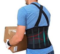 Soporte lumbar para espalda baja con tirantes | Soporte lumbar | Envoltura para recuperación de postura, entrenamiento, alivio del dolor de disco herniado | Cinturón para abdominales de trabajo | Industrial | Ajustable | Mujeres & Hombres | Malla negra, L (30"- 36"), Negro