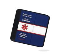 Cinturón de ayuda para la diabetes tipo 1 de 6 pulgadas, tamaño infantil, funda para cinturón de seguridad de alerta médica con bolsillo interior, formulario médico y formularios rellenables en línea