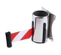 Cinturón de barrera retráctil for colas 5 m, cinta demarcación acero inoxidable for guía personas, for montaje en pared(Red White)