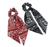 Cinturón de cabello de mujer 10 Pack Ribbon Hair Scrunchies Printed Flower Long Headband Ponytail Holders Knotted Hair Bows Scrunchies Hair Ties Ponytail Headbands Cinturón de cabeza