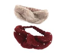 Cinturón de cabello de mujer 2pcs Pearl Headband Head Wraps Stertchy Cross Head Bands Wide Party Hairbands Festival Hair Accessories For Women And Girls Cinturón de cabeza