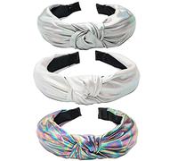Cinturón de cabello de mujer 3 Pcs Pu Leather Cross Knotted Headbands, Wide Top Knot Turban Hair Bands Knot Headband Hoops Hairband Hair Accessoy For Girls And Women Cinturón de cabeza