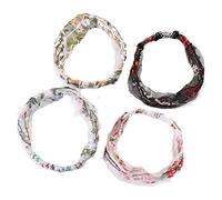 Cinturón de cabello de mujer 4 Pieces Headbands For Women Lace Embroidery Headbands Stretch Headband Elegant Wide Headwrap Hair Turban Accessories Cinturón de cabeza