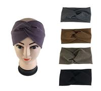 Cinturón de cabello de mujer 5pcs Wide Knotted Head Wraps Twist Knotted Boho Stretchy Hair Bands Yoga Workout Running Sport Sweat Hair Wrap For Women Girls Cinturón de cabeza