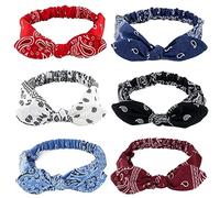 Cinturón de cabello de mujer 6pCS Boho Women Soft Solid Print Headbands Vintage Cross Knot Elastic Hairbands Girls Hair Bands Hair Accessories Cinturón de cabeza