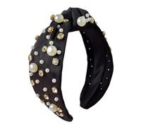 Cinturón de cabeza de perlas, Las chicas de sombrero femenino usan accesorios para el cabello de boda de fiesta todos los días (Negro)