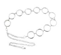 Cinturón de cadena plateado Cinturón de cadena de metal con junta tórica ajustable de 45 pulgadas Cinturones de cintura ecológicos elegantes para mujeres Vestidos Pantalones Jeans Pantalones cortos o