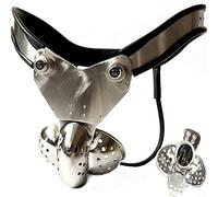 Cinturón de castidad Cinturón de castidad para hombre Jaula de castidad masculina Material de acero inoxidable 304 de metal con un escudo que envuelve el pene(80cm/90cm)