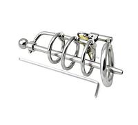 Cinturón de castidad con jaula para pene de acero inoxidable con dilatador de uretra para hombres - Jaula de castidad Jaula para pene con catéter y anillos para pene Anillo(Ø50mm)