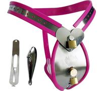 Cinturón de castidad con jaula para pene de acero inoxidable para hombres, de esclavo sexy, diseño único que incluye catéter, tapón anal extraíble, ropa interior sexy, traje sexual para(140/150cm)