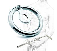 Cinturón de castidad con jaula para pene de acero inoxidable para hombres SM Bondage Anillo para pene Anillo para pene Jaula para pene Jaula de castidad Dispositivo de castidad transpirable(Ø50mm)