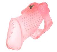 Cinturón de Castidad con Jaula para Pene Hombre - Jaula de Castidad de Plástico con 3 Tamaños Diferentes Anillos para Pene Jaula para Pene SM Bondage Fetiche Juguete Sexual para Hombres(Pink)
