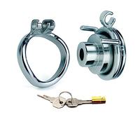 Cinturón de castidad de acero inoxidable Dispositivo CB ultra pequeño Jaula para pene Juguetes sexuales para hombres Anillo para pene con arco de 40 mm(40-mm-bogen-penisring)