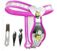 Cinturón de castidad de acero inoxidable para mujer, juguete de esclavitud femenina, tapón anal vaginal extraíble, estimulación doble, juego divertido de esclavitud extrema para amantes del fetiche(Pi
