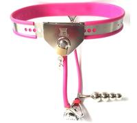 Cinturón de castidad de acero inoxidable para mujeres, jaula de castidad de acero inoxidable, tapón anal con bloqueo invisible, el mejor conjunto de BDSM para mujeres, que le brinda la máxima(110/120c