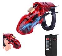 Cinturón de castidad eléctrico de plástico BDSM 4 modos 9 niveles de intensidad estimulación sexual CBT electrosex silicona candado corriente de estimulación SM próstata para amantes ideal para hombre