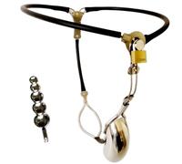 Cinturón de castidad Hombre Jaula de castidad extrema con tapón anal Calzoncillos invisibles de acero inoxidable para hombres SM Fetiche Jaula de castidad Juguete sexual(60cm/70cm)