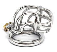 Cinturón de castidad Jaula de castidad para hombres Cerradura de metal SM Juego de esclavos Jaula Acero inoxidable 304, diseño curvo, cómodo de usar Juego de juguetes sexuales(50mm)