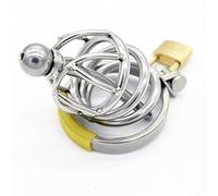 Cinturón de castidad para hombres Cinturón de castidad Bondage de sujeción para hombres con juguete sexual con tubo uretral, longitud de jaula 60 mm(45 mm Ring)
